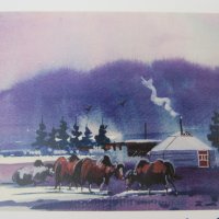 Коледни картички от Монголия , снимка 2 - Други - 31176425