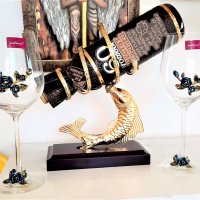Подарък за 70 г. юбилей - Златна риба с юбилейна бутилка 70 г., снимка 5 - Подаръци за юбилей - 34358413
