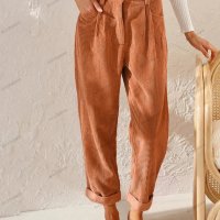 Дамски широки панталони от кадифе с висока талия и широки прави крачоли, 7цвята - 023 , снимка 15 - Панталони - 42815362