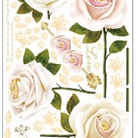 3D кремави цветя рози самозалепващ стикер лепенки за стена и мебел, снимка 2 - Други - 40647184
