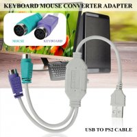 Преходник USB мъжки към двоен PS / 2 PS2 женски адаптер за клавиатура и мишка конектор порт компютър, снимка 4 - Кабели и адаптери - 38397184