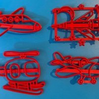 сет самолет хеликоптер ракета пластмасови резци резец форма форми украса фондан торта печати, снимка 1 - Форми - 39898160