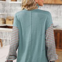 Дамска ежедневна блуза с контрастни райета и дълги ръкави, 5цвята , снимка 7 - Блузи с дълъг ръкав и пуловери - 44359300