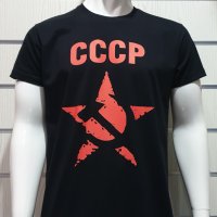 Нова мъжка черна тениска с трансферен печат СССР звезда, Русия, снимка 6 - Тениски - 30162899