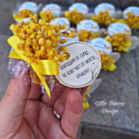 Бурканче с мед подарък за кръщене/сватба - декорирано със сухи цветя и етикет, снимка 4 - Подаръци за кръщене - 42353683
