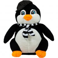 Плюшен пингвин с шал и шапка, снимка 1 - Плюшени играчки - 31596708