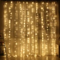 🏷️ НАМАЛЕНИЕ ✨ Коледна украса - LED светеща завеса, 300x60 см. Цветове - жълт и многоцветен, снимка 5 - Лед осветление - 42657923