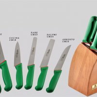 Сет 6 бр. ножове в поставка Bernini - 6460/Зелен, снимка 1 - Прибори за хранене, готвене и сервиране - 39916725