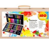 Комплект за Рисуване и оцветяване в дървен куфар 180 части, снимка 1 - Рисуване и оцветяване - 35566804