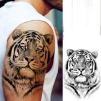 #2 Тигър черно бял временна татуировка татос татус Tattoo, снимка 2 - Други - 30925739
