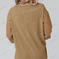 Дамска ежедневна блуза с контрастни райета и дълги ръкави, 5цвята , снимка 9 - Блузи с дълъг ръкав и пуловери - 44359300