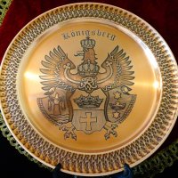 Медна чиния,пано,плато,поднос с герб на Кönigsberg. , снимка 1 - Антикварни и старинни предмети - 37818432