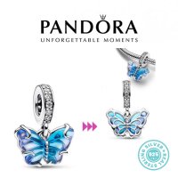 Талисман Пандора 925 Pandora Blue Crystal Butterfly Charm. Колекция Amélie, снимка 1 - Гривни - 42250272