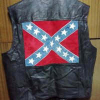 Confederate Flag Stars and Stripes Leather Vintage оригинална кожена жилетка , снимка 1 - Якета - 39108034