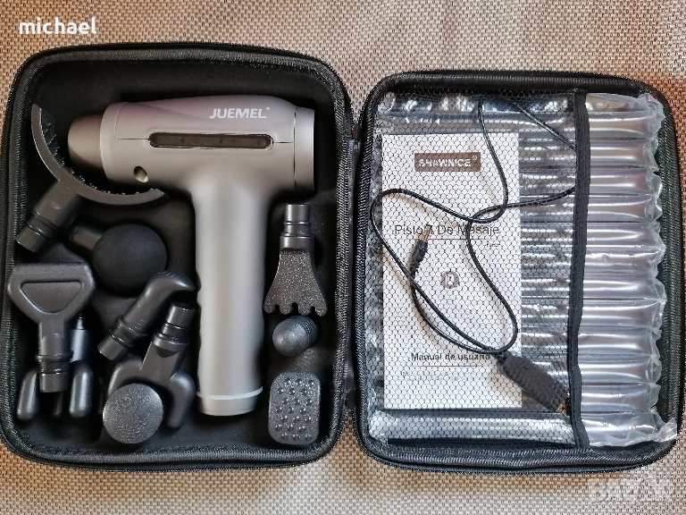 Масажор, 10 накрайника, 30 скорости, презареждаема батерия, снимка 1