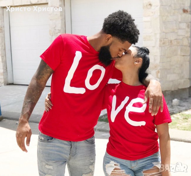 Тениски за влюбени двойки - Подарък за Свети Валентин, снимка 1