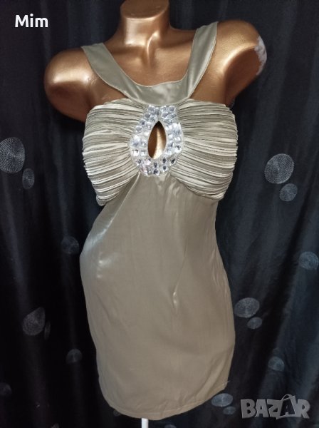 Golden Days S Сатенена рокля със сребристи камъни &, снимка 1