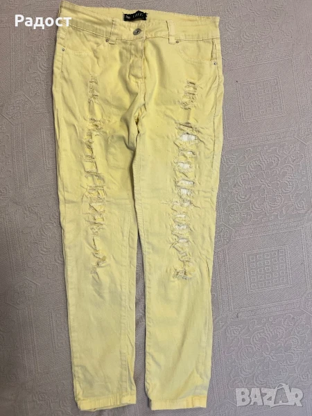 Жълт панталон от еластична материя., снимка 1