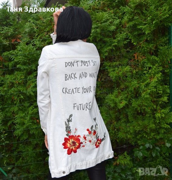 Дънково яке с бродерия , снимка 1