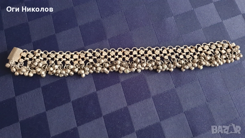 Посребрена старинна гривна за глезен -2 , с надеждно закопчаване, снимка 1