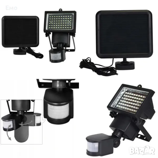 LED прожектор с датчик и соларен панел, снимка 1