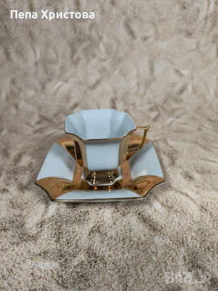 Чаша за кафе (демитасе) от чехословашки син порцелан Haas and Czjzek, снимка 1