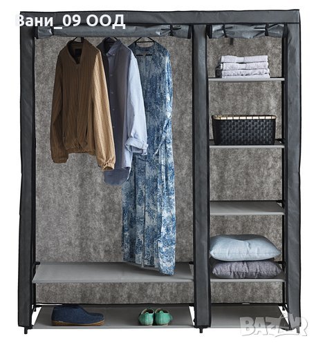 Текстилен гардероб с рафтове и лост-3 размера, снимка 1