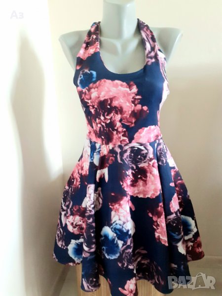 Дамска цветна рокличка със ефектен гръб , снимка 1