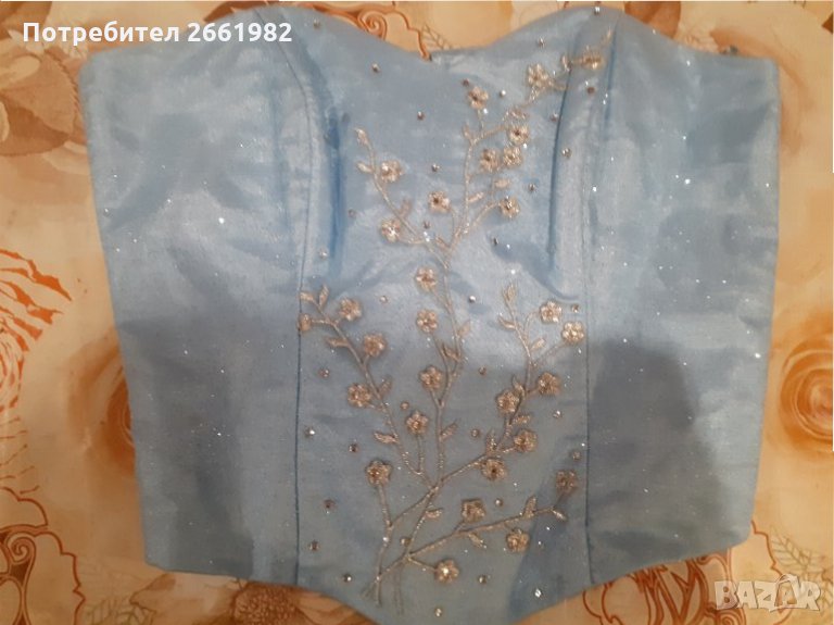 Синьо бюстие с бродерия, снимка 1