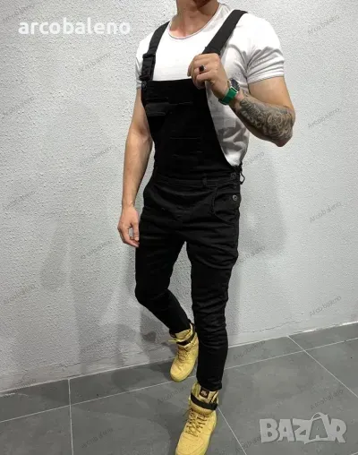 Ликвидация! Мъжки дънки с тиранти в нов стил - Доставка 24 часа , снимка 1