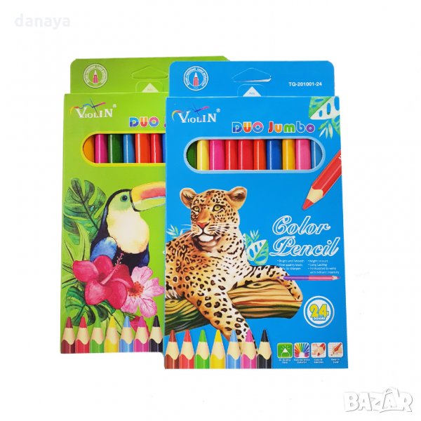 2384 Големи моливи за рисуване ДУО 12/24 цвята, снимка 1