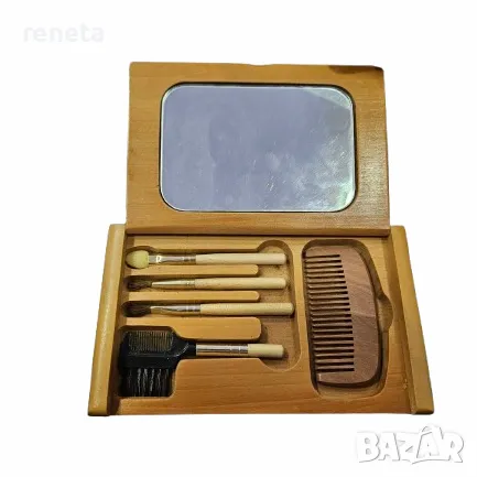 Джобно огледало, С аксесоари, Дървено, снимка 1