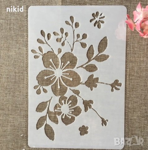 Вишнев цвят цъфнало цвете шаблон стенсил спрей за торта Scrapbooking, снимка 1