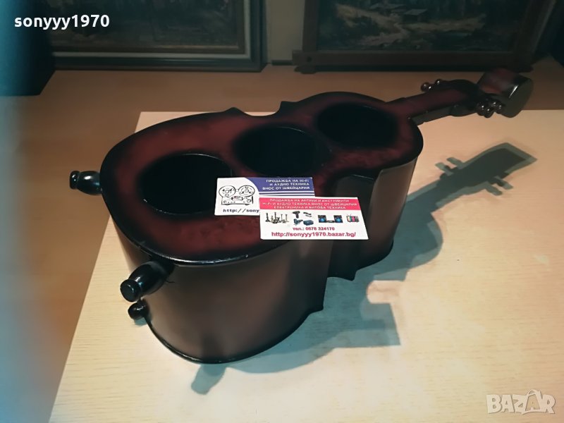 цигулка-дървена за колекция за вино-60х22х16см, снимка 1
