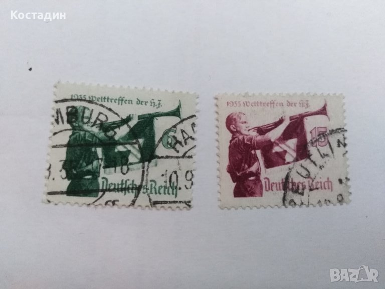 Пощенска марка - 2бр-Германия райх 1935, снимка 1