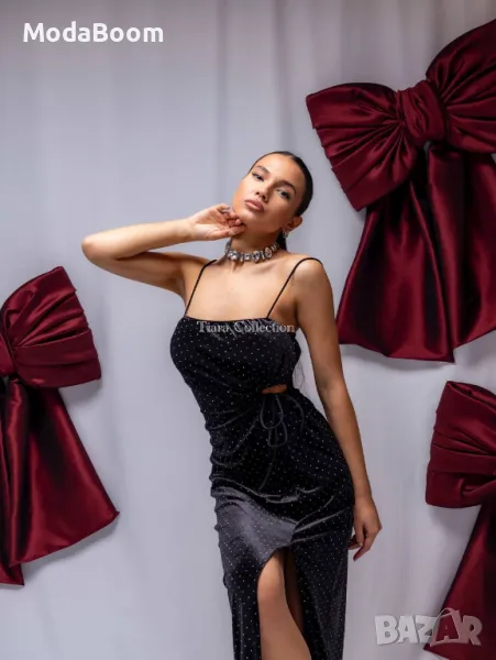 Дълга черна дамска рокля , снимка 1