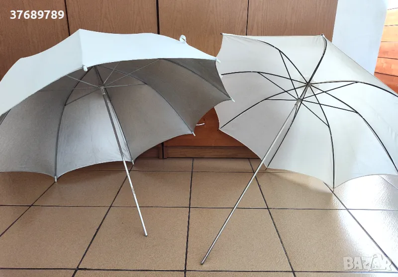 Сребрист отражателен чадър 91 см , снимка 1