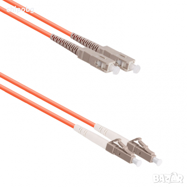 Оптичен пач кабел DeTech, LC-LC, UPC, Multimode, Duplex, 10м, Оранжев, снимка 1