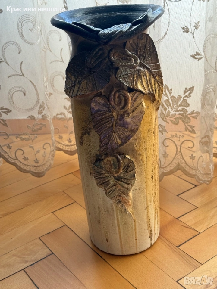 Стара ваза от глинена керамика, снимка 1