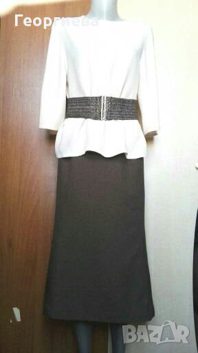 Стилна дамска пола в кафяво, с подплата🍀👗M(38)🍀👗арт.844, снимка 1