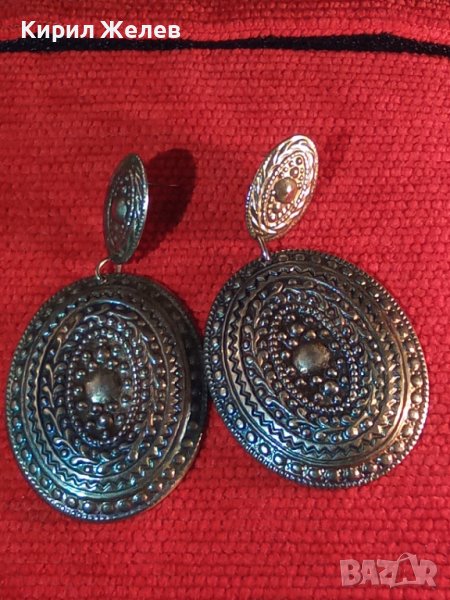 ПОСРЕБРЕНИ ЕТНО - СТИЛ СТАРИ ОРНАМЕНТИРАНИ ОБЕЦИ за НОСИЯ УКРАСА 7071, снимка 1