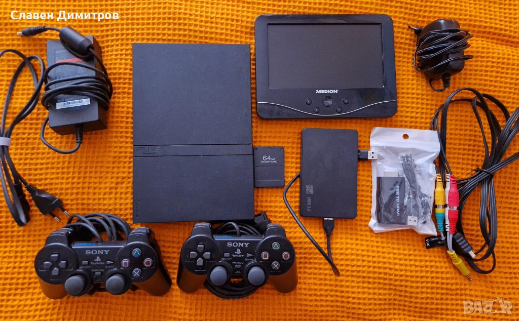 Playstation 2 хак 180 игри Playstation 1 и Playstation 2 + Монитор , снимка 1