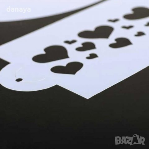 3562 Пластмасов трафарет за украса на сладкарски изделия Сърца, снимка 3 - Аксесоари за кухня - 39753327