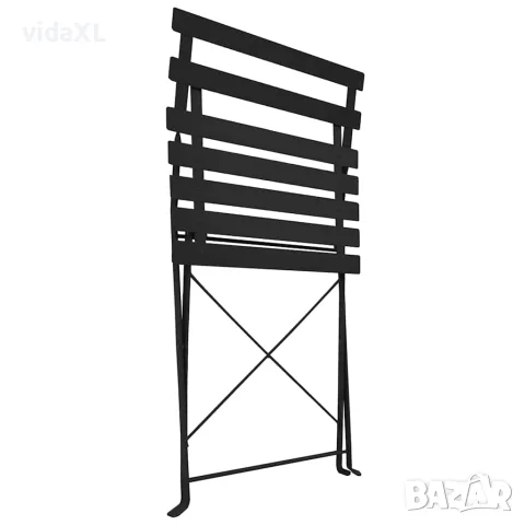 vidaXL Бистро комплект, 3 части, стомана, черен, снимка 6 - Градински мебели, декорация  - 56147636