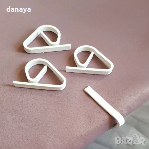 2111 Бели пластмасови щипки за покривка за маса, 4 броя в комплект, снимка 2 - Други - 51653581