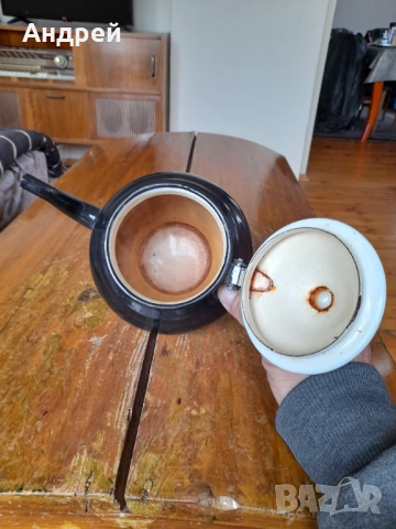 Стар емайлиран чайник #86, снимка 7 - Други ценни предмети - 54092045