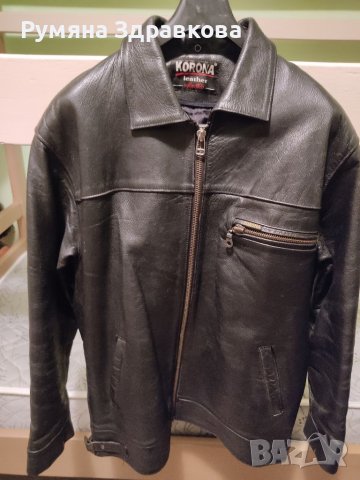 Черно мъжко яке от естествена кожа XL