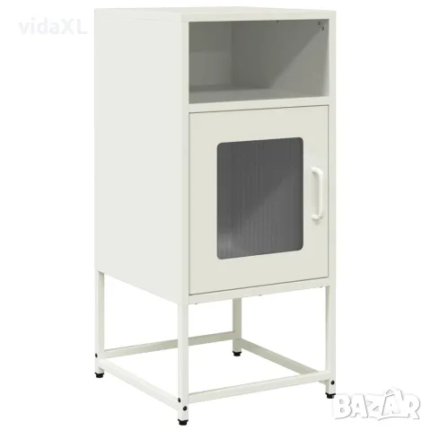 vidaXL Нощно шкафче бяло 36x39x78 cm Студено валцувана стомана