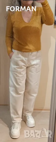 Златиста блуза от блестящо фино плетиво, снимка 3 - Тениски - 49964867