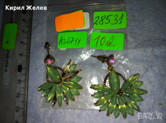 ЧИФТ СТАРИ ВИНТИДЖ АРТ ПОЗЛАТЕНИ КРИСТАЛИ ФЛОРАЛНИ ОБЕЦИ 28531, снимка 4 - Обеци - 42056043